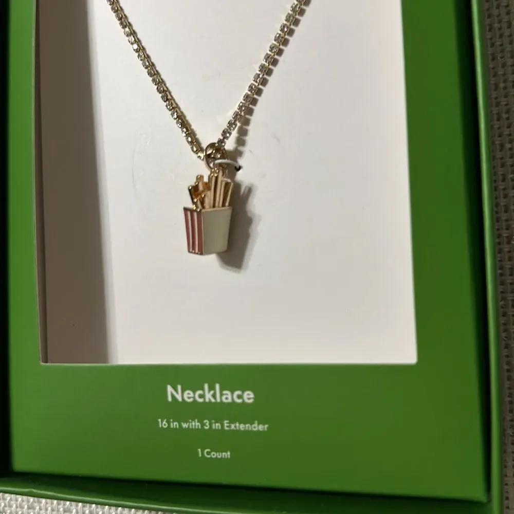 kate spade x Target Gold Faux Stone Chain Necklace French Fries Charm